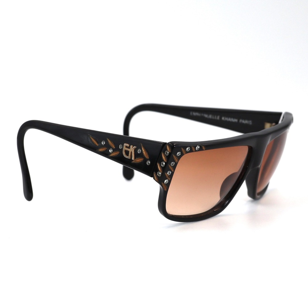 Emmanuelle Khanh Sunglasses VTG Womens Black Rhinestone 10640 Frame France 80s‎